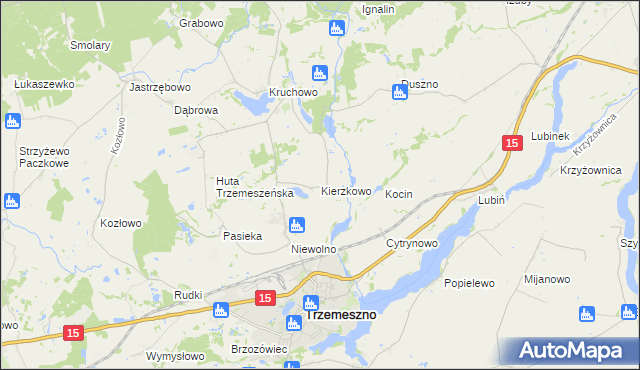 mapa Kierzkowo gmina Trzemeszno, Kierzkowo gmina Trzemeszno na mapie Targeo