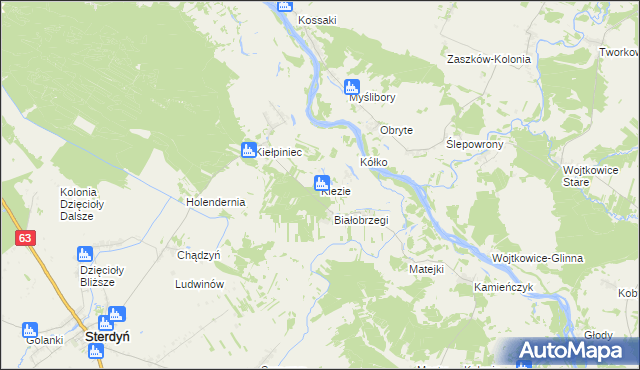 mapa Kiezie, Kiezie na mapie Targeo