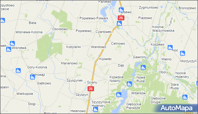 mapa Kijowiec gmina Ślesin, Kijowiec gmina Ślesin na mapie Targeo