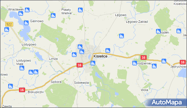 mapa Kisielice, Kisielice na mapie Targeo