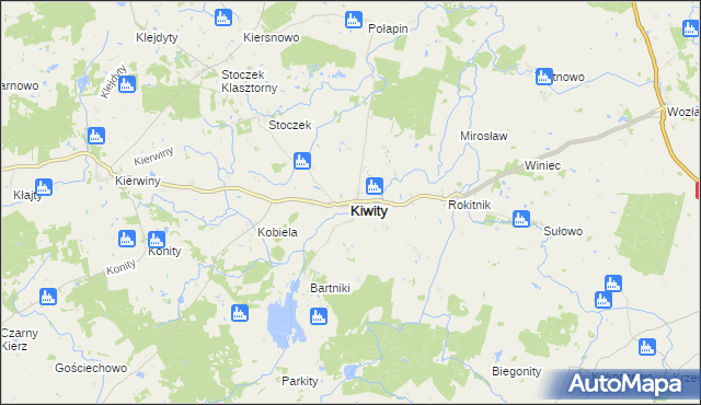 mapa Kiwity powiat lidzbarski, Kiwity powiat lidzbarski na mapie Targeo