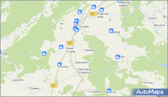 mapa Klarewo, Klarewo na mapie Targeo