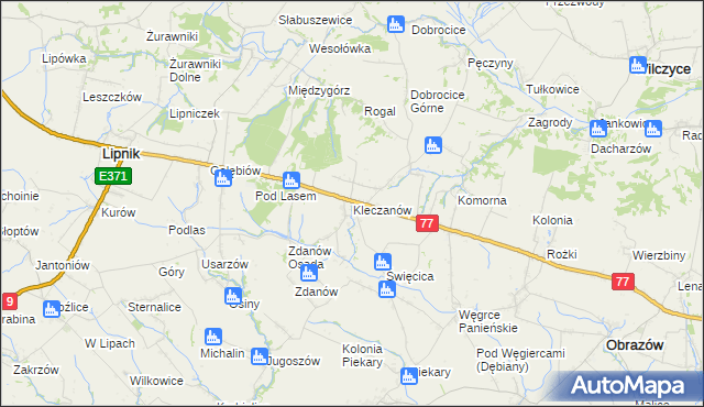 mapa Kleczanów, Kleczanów na mapie Targeo