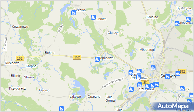 mapa Klępczewo, Klępczewo na mapie Targeo