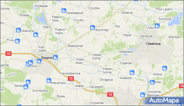 mapa Klępie Dolne, Klępie Dolne na mapie Targeo