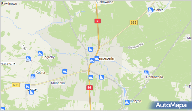 mapa Kleszczele, Kleszczele na mapie Targeo