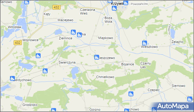 mapa Kleszczewo gmina Osieczna, Kleszczewo gmina Osieczna na mapie Targeo