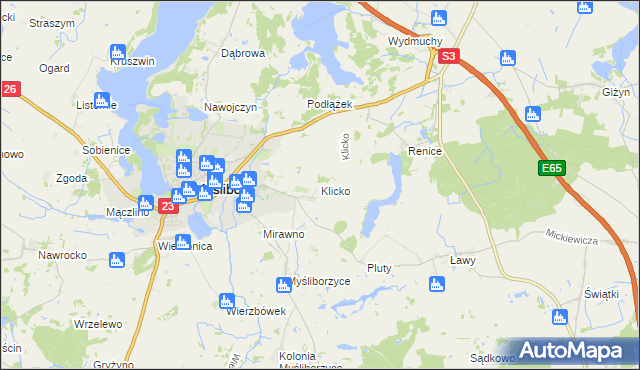 mapa Klicko, Klicko na mapie Targeo