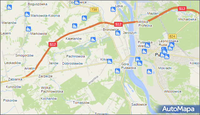 mapa Klikawa, Klikawa na mapie Targeo