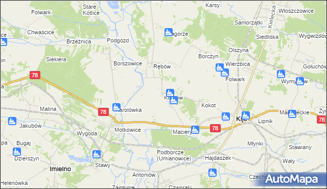 mapa Kliszów gmina Kije, Kliszów gmina Kije na mapie Targeo