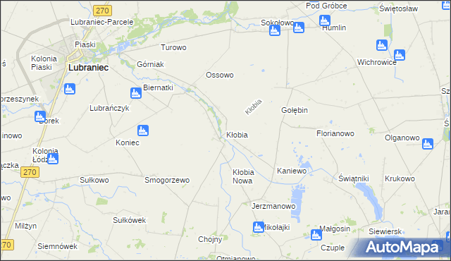 mapa Kłobia, Kłobia na mapie Targeo