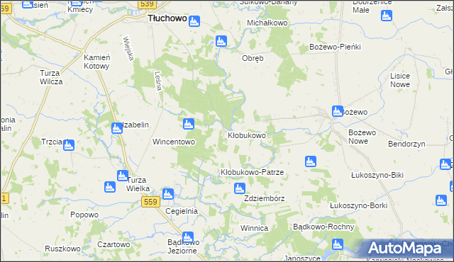 mapa Kłobukowo, Kłobukowo na mapie Targeo