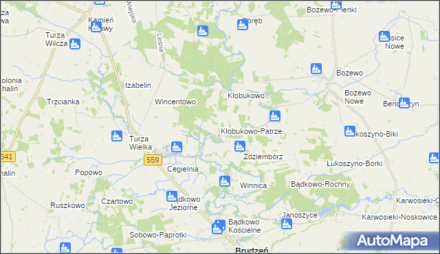 mapa Kłobukowo-Patrze, Kłobukowo-Patrze na mapie Targeo