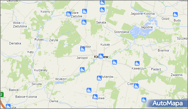 mapa Kłoczew, Kłoczew na mapie Targeo