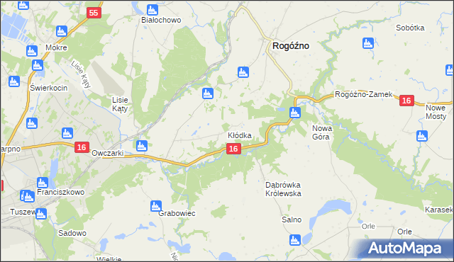 mapa Kłódka gmina Rogóźno, Kłódka gmina Rogóźno na mapie Targeo