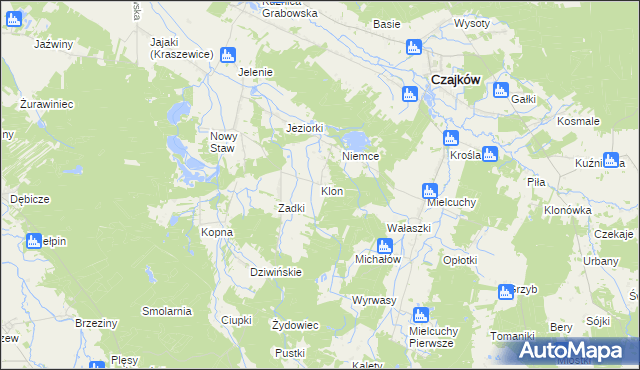 mapa Klon gmina Czajków, Klon gmina Czajków na mapie Targeo