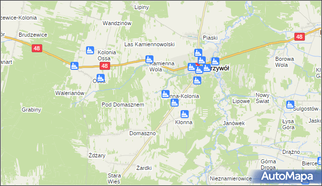 mapa Kłonna-Kolonia, Kłonna-Kolonia na mapie Targeo