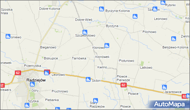 mapa Kłonówek, Kłonówek na mapie Targeo