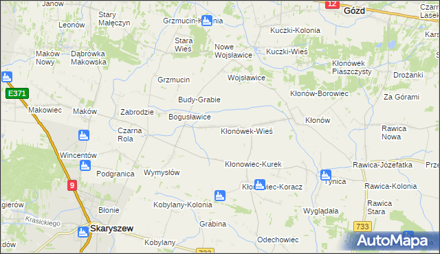 mapa Kłonówek-Wieś, Kłonówek-Wieś na mapie Targeo