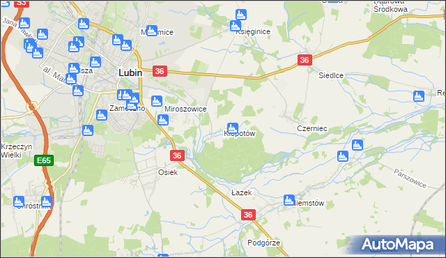 mapa Kłopotów gmina Lubin, Kłopotów gmina Lubin na mapie Targeo