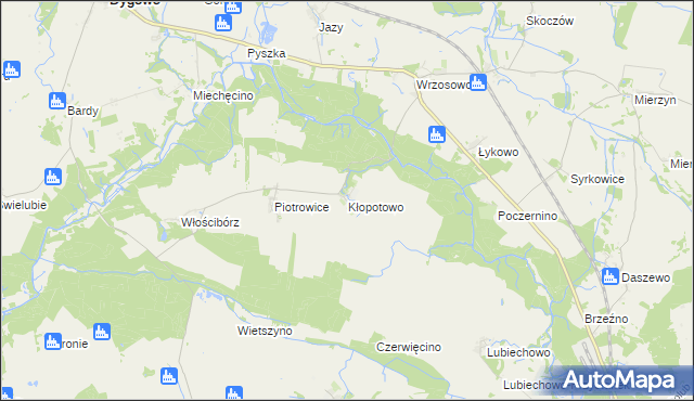 mapa Kłopotowo gmina Dygowo, Kłopotowo gmina Dygowo na mapie Targeo