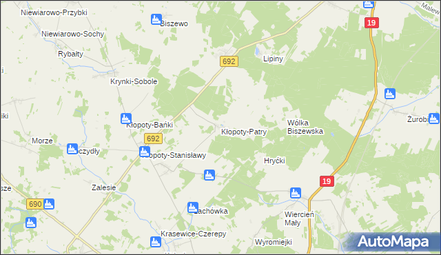 mapa Kłopoty-Patry, Kłopoty-Patry na mapie Targeo