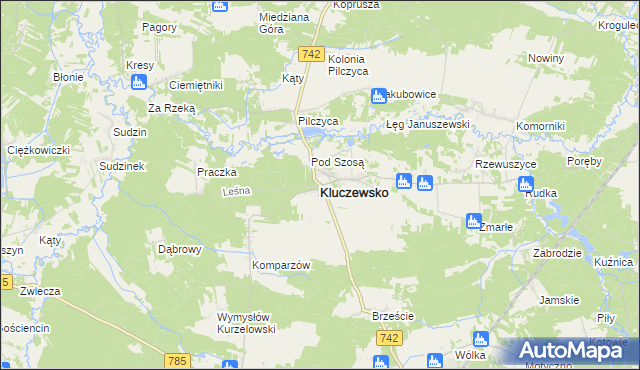 mapa Kluczewsko, Kluczewsko na mapie Targeo