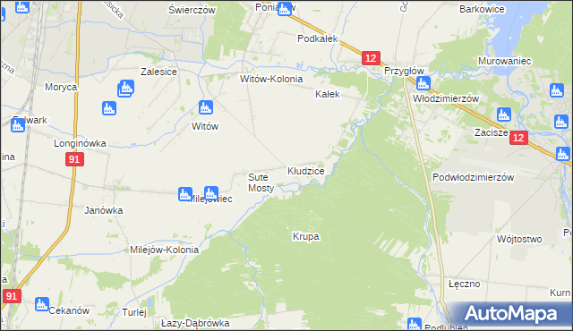 mapa Kłudzice, Kłudzice na mapie Targeo