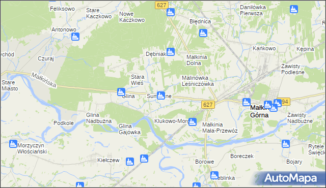 mapa Klukowo gmina Małkinia Górna, Klukowo gmina Małkinia Górna na mapie Targeo