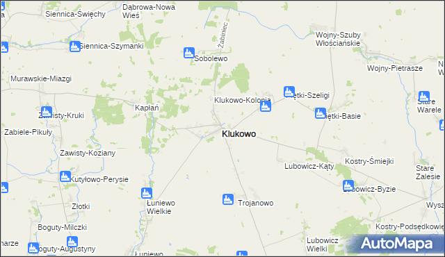 mapa Klukowo powiat wysokomazowiecki, Klukowo powiat wysokomazowiecki na mapie Targeo