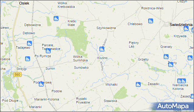 mapa Kłuśno, Kłuśno na mapie Targeo