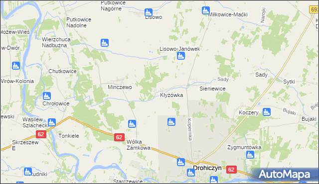 mapa Kłyzówka, Kłyzówka na mapie Targeo