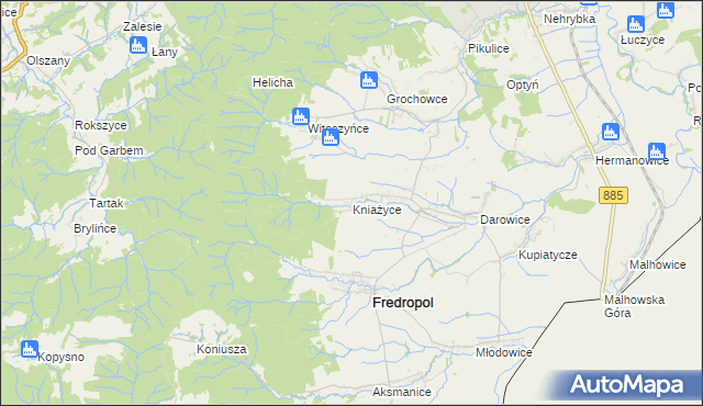 mapa Kniażyce, Kniażyce na mapie Targeo