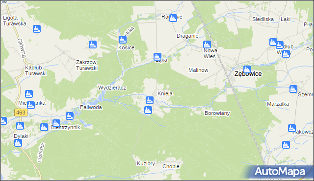 mapa Knieja gmina Zębowice, Knieja gmina Zębowice na mapie Targeo