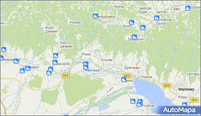 mapa Knurów gmina Nowy Targ, Knurów gmina Nowy Targ na mapie Targeo