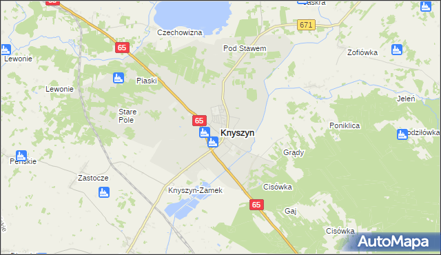 mapa Knyszyn powiat moniecki, Knyszyn powiat moniecki na mapie Targeo