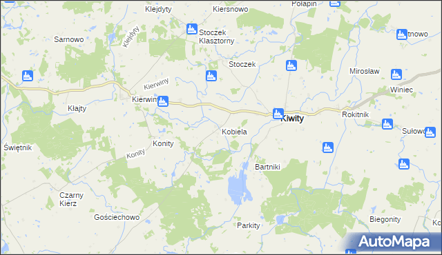 mapa Kobiela gmina Kiwity, Kobiela gmina Kiwity na mapie Targeo
