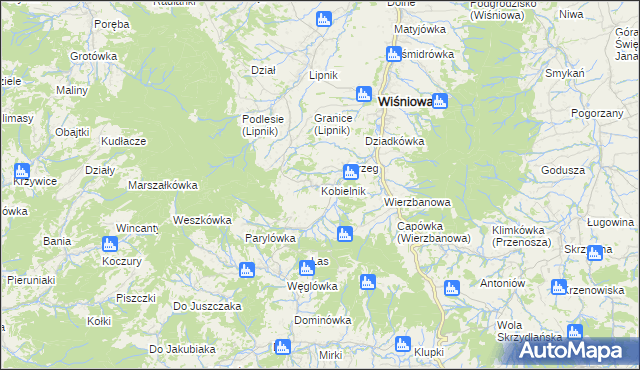 mapa Kobielnik, Kobielnik na mapie Targeo