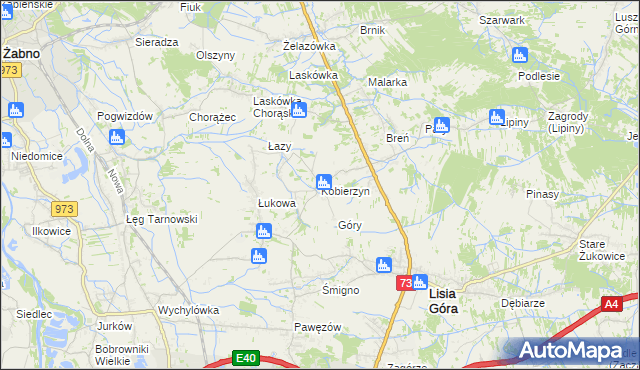 mapa Kobierzyn gmina Lisia Góra, Kobierzyn gmina Lisia Góra na mapie Targeo