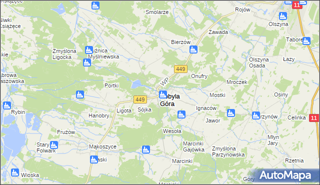 mapa Kobyla Góra powiat ostrzeszowski, Kobyla Góra powiat ostrzeszowski na mapie Targeo