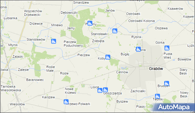 mapa Kobyle gmina Grabów, Kobyle gmina Grabów na mapie Targeo