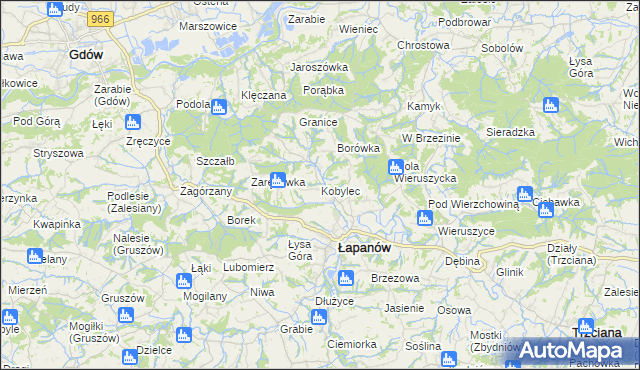 mapa Kobylec gmina Łapanów, Kobylec gmina Łapanów na mapie Targeo