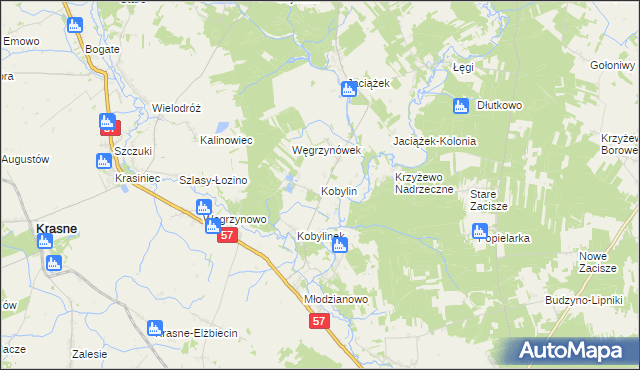 mapa Kobylin gmina Płoniawy-Bramura, Kobylin gmina Płoniawy-Bramura na mapie Targeo