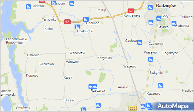 mapa Kobylnica gmina Kruszwica, Kobylnica gmina Kruszwica na mapie Targeo