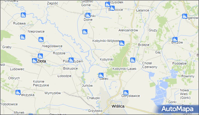 mapa Kobylniki gmina Wiślica, Kobylniki gmina Wiślica na mapie Targeo