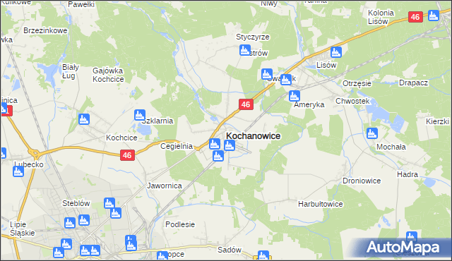 mapa Kochanowice, Kochanowice na mapie Targeo