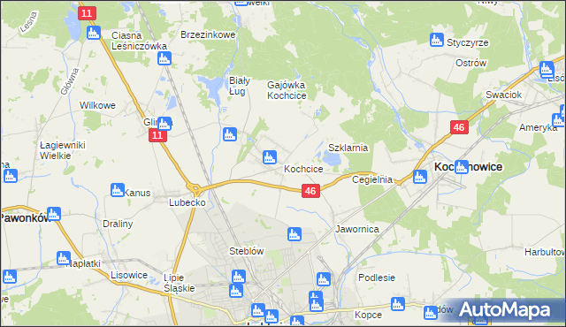 mapa Kochcice, Kochcice na mapie Targeo