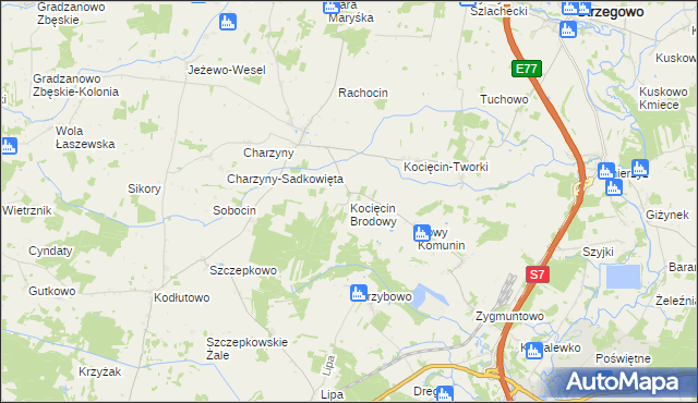 mapa Kocięcin Brodowy, Kocięcin Brodowy na mapie Targeo