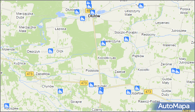 mapa Kociołki-Las, Kociołki-Las na mapie Targeo