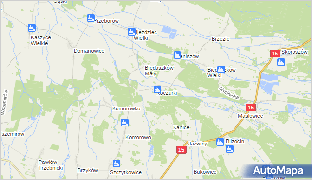 mapa Koczurki, Koczurki na mapie Targeo